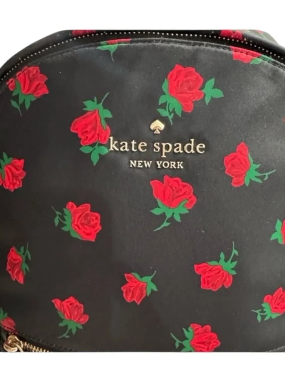 kate spade - Chelsea Med backpack with red rose print.